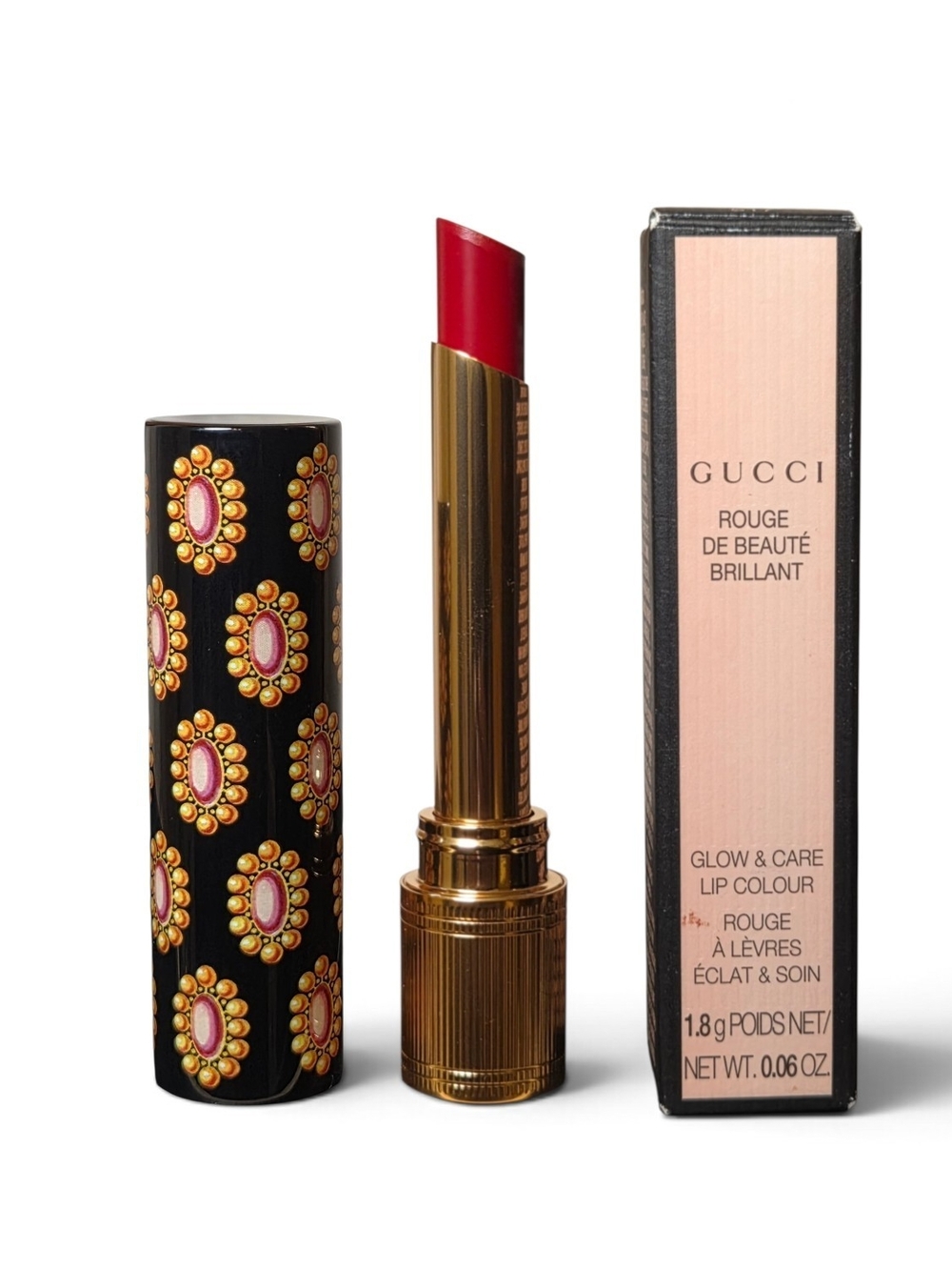 Gucci Glow & Care Lip Color "Abbie Maroon Red" 517 - Full Size NIB